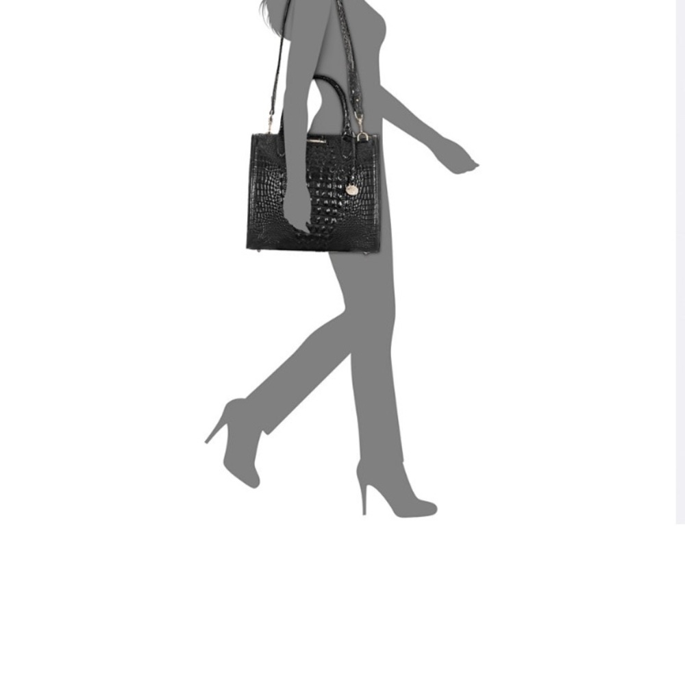 Brahmin Caroline Glossy Black Croc-Embossed Tote - Picture 4 of 6